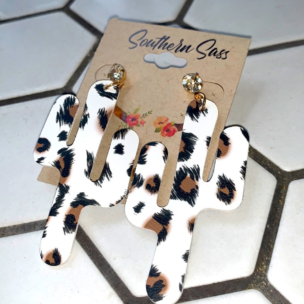 Leopard Cactus Earrings